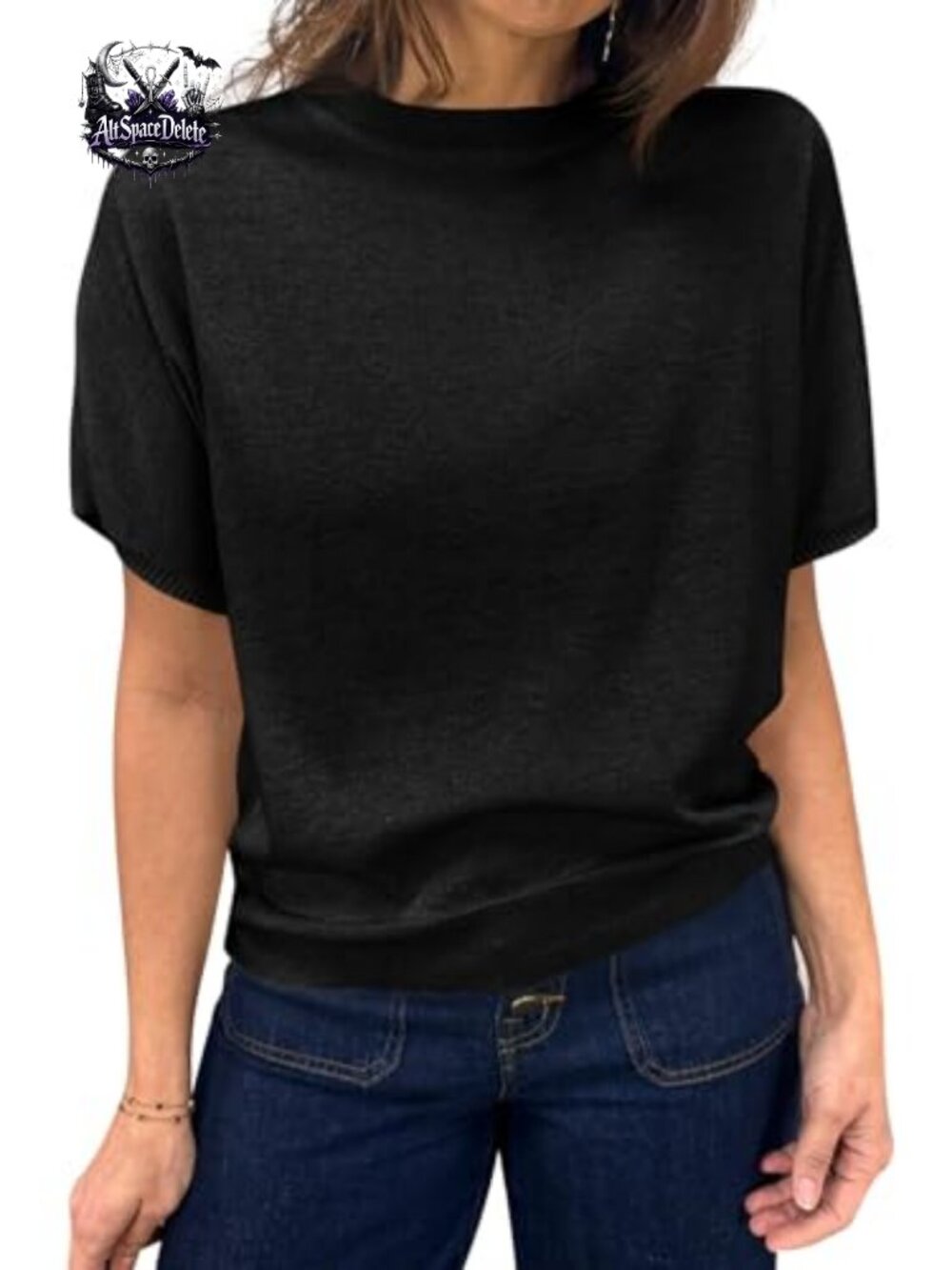 Women's Short Sleeve Crew Neck Knit Pullover Sweater Lightweight Summer Top